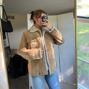 Tan Wilson’s Leather Suede faux fur lined jacket ! Gently used